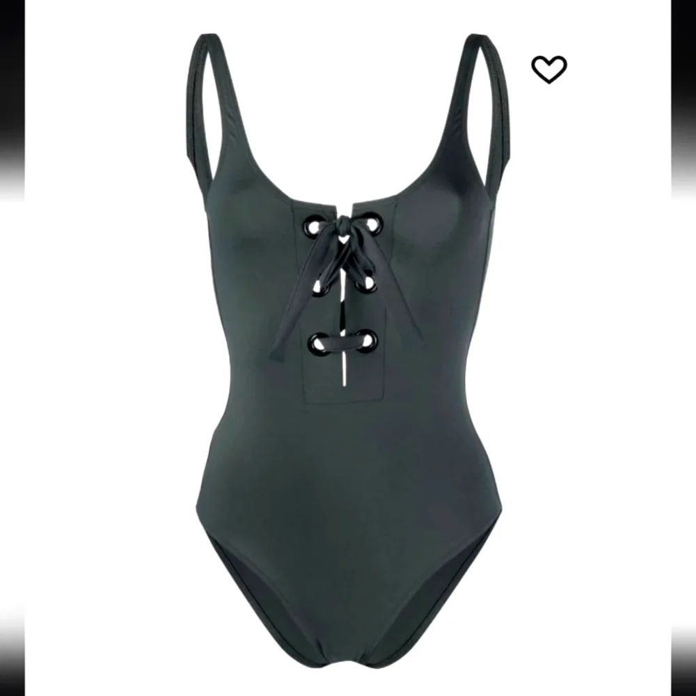 Michael Kors Women's Black Lace Up Gold Grommets One Piece Swimsuit Size 8